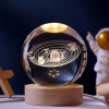 inulec 3D Galaxy Crystal Ball Night Light | Dimmable Engraved LED Glass Ball Table Lamp with USB and Wooden Base for Home Decor, Office, Birthday Gift & Kids Bedroom, 3D Galaxy Lamp Ball (Deer)