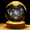 inulec 3D Galaxy Crystal Ball Night Light | Dimmable Engraved LED Glass Ball Table Lamp with USB and Wooden Base for Home Decor, Office, Birthday Gift & Kids Bedroom, 3D Galaxy Lamp Ball (Deer)