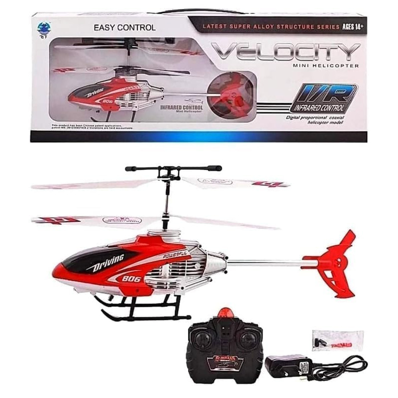 Velocity Radio Control Flying Helicopter for Kids | Infrared Sensors | Rechargeable Batteries | Unbreakable Blades