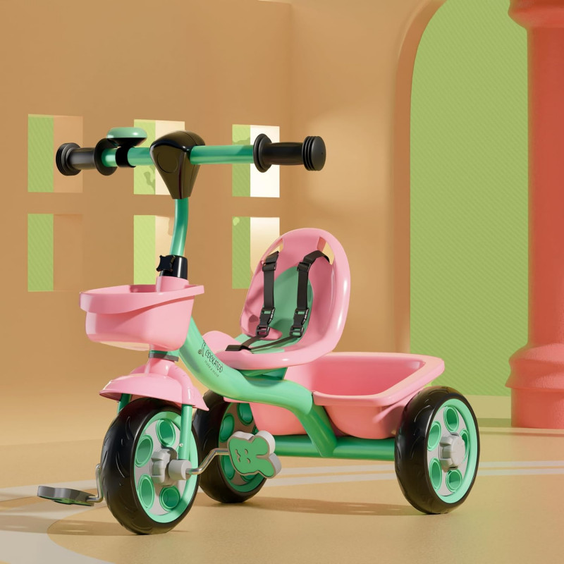 Mini-Cruise Tricycle for Kids 2-5Y| EVA Wheels & Bell Baby Cycle