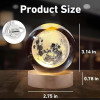 WILDSTICH® 3D Moon Crystal Ball Planet Crystal Ball Night Light with Warm White Dimmable LED Wooden Base - Decorative LED Lamp for Home, Office, Bedroom, and Gift Giving (Moon)