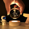 WILDSTICH® 3D Moon Crystal Ball Planet Crystal Ball Night Light with Warm White Dimmable LED Wooden Base - Decorative LED Lamp for Home, Office, Bedroom, and Gift Giving (Moon)