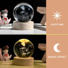 WILDSTICH® 3D Moon Crystal Ball Planet Crystal Ball Night Light with Warm White Dimmable LED Wooden Base - Decorative LED Lamp for Home, Office, Bedroom, and Gift Giving (Moon)