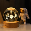 WILDSTICH® 3D Moon Crystal Ball Planet Crystal Ball Night Light with Warm White Dimmable LED Wooden Base - Decorative LED Lamp for Home, Office, Bedroom, and Gift Giving (Moon)
