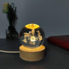 WILDSTICH® 3D Moon Crystal Ball Planet Crystal Ball Night Light with Warm White Dimmable LED Wooden Base - Decorative LED Lamp for Home, Office, Bedroom, and Gift Giving (Moon)