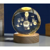 WILDSTICH® 3D Moon Crystal Ball Planet Crystal Ball Night Light with Warm White Dimmable LED Wooden Base - Decorative LED Lamp for Home, Office, Bedroom, and Gift Giving (Moon)
