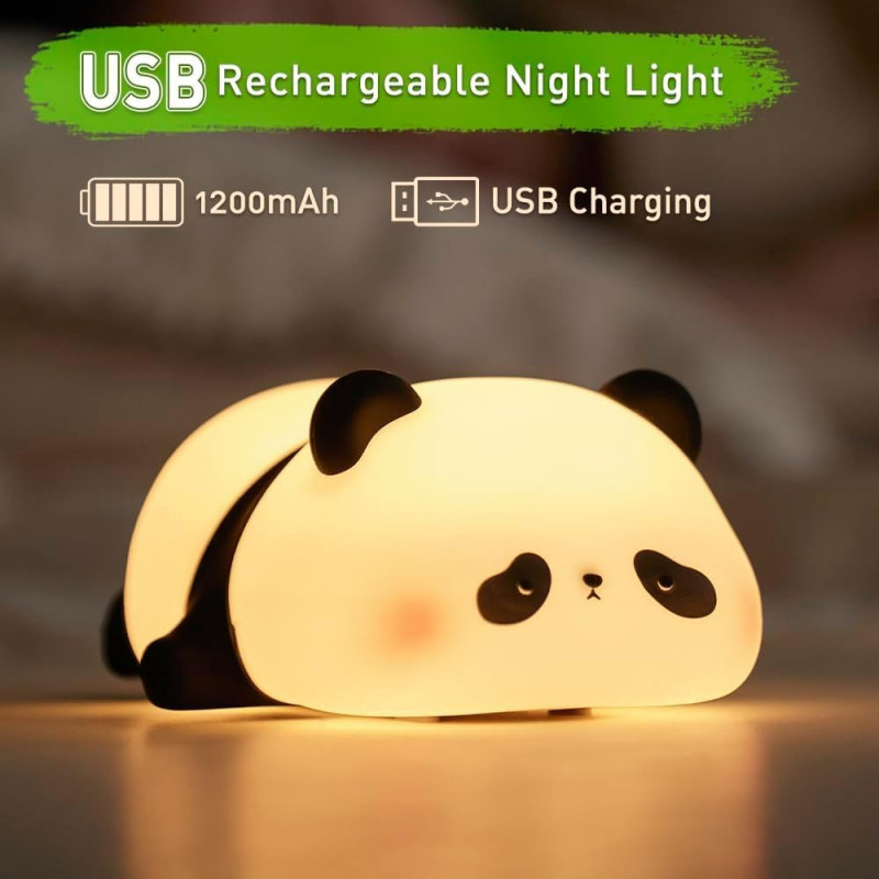 Sleeping Panda Night Light Touch Silicone Lamp | Rechargeable LED Bedside Animal for Children's Bedroom Sleeping Panda Night Light Touch Silicone Lamp | Rechargeable LED Bedside Animal for Children's Bedroom