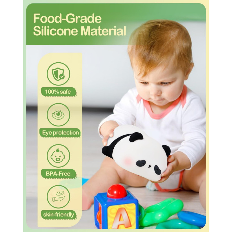 Sleeping Panda Night Light Touch Silicone Lamp | Rechargeable LED Bedside Animal for Children's Bedroom Sleeping Panda Night Light Touch Silicone Lamp | Rechargeable LED Bedside Animal for Children's Bedroom
