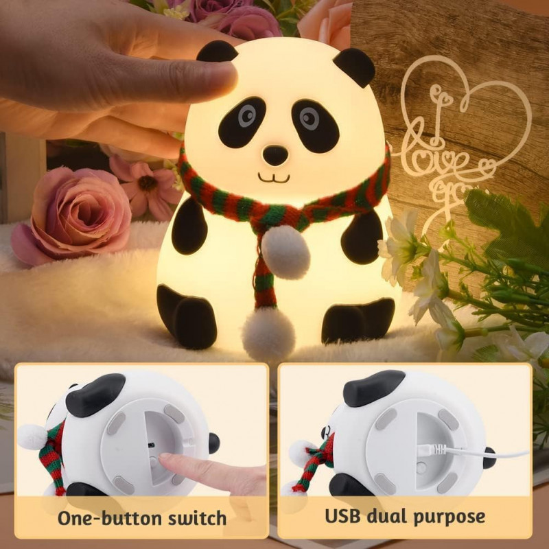 Sleeping Panda Night Light Touch Silicone Lamp | Rechargeable LED Bedside Animal for Children's Bedroom Sleeping Panda Night Light Touch Silicone Lamp | Rechargeable LED Bedside Animal for Children's Bedroom