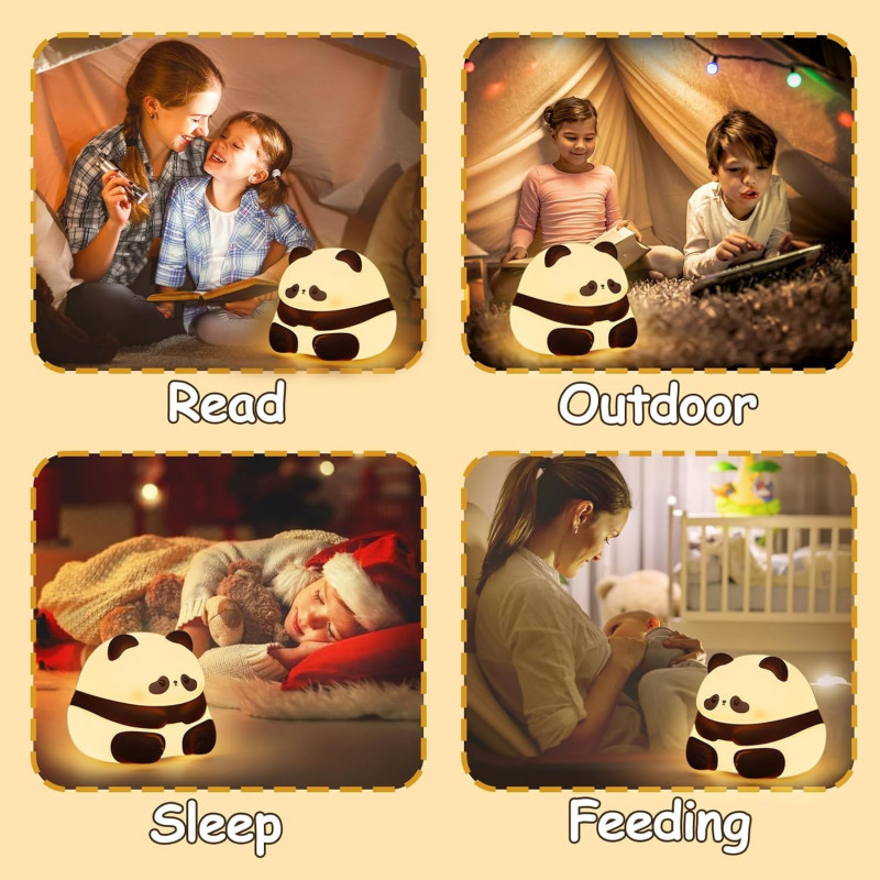 Sleeping Panda Night Light Touch Silicone Lamp | Rechargeable LED Bedside Animal for Children's Bedroom Sleeping Panda Night Light Touch Silicone Lamp | Rechargeable LED Bedside Animal for Children's Bedroom