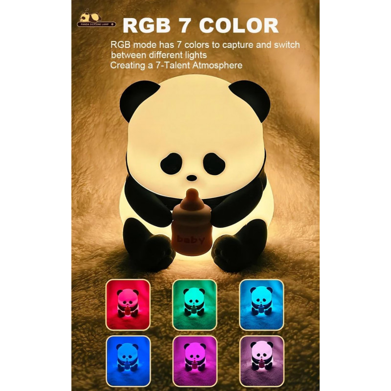 Sleeping Panda Night Light Touch Silicone Lamp | Rechargeable LED Bedside Animal for Children's Bedroom Sleeping Panda Night Light Touch Silicone Lamp | Rechargeable LED Bedside Animal for Children's Bedroom