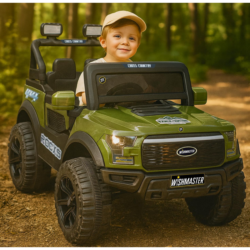 4x4 Electric Jeep for 1-8Y Kid | Mobile App Control - Army Green