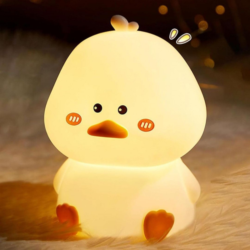 Silicone Duck Night Light Lamp | Rechargeable Touch LED Bedside Lamp for Kids | Color Changing | Babies Room Decor Gift