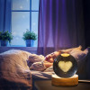 eumqestoer 3D Galaxy Crystal Ball Night Light | Dimmable Engraved LED Glass Ball Table Lamp with USB and Wooden Base for Home Decor, Office, Birthday Gift & Kids Bedroom (Dolphin)