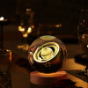 eumqestoer 3D Galaxy Crystal Ball Night Light | Dimmable Engraved LED Glass Ball Table Lamp with USB and Wooden Base for Home Decor, Office, Birthday Gift & Kids Bedroom (Dolphin)
