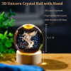 eumqestoer 3D Galaxy Crystal Ball Night Light | Dimmable Engraved LED Glass Ball Table Lamp with USB and Wooden Base for Home Decor, Office, Birthday Gift & Kids Bedroom (Dolphin)