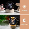 eumqestoer 3D Galaxy Crystal Ball Night Light | Dimmable Engraved LED Glass Ball Table Lamp with USB and Wooden Base for Home Decor, Office, Birthday Gift & Kids Bedroom (Dolphin)