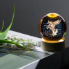 eumqestoer 3D Galaxy Crystal Ball Night Light | Dimmable Engraved LED Glass Ball Table Lamp with USB and Wooden Base for Home Decor, Office, Birthday Gift & Kids Bedroom (Dolphin)