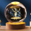 eumqestoer 3D Galaxy Crystal Ball Night Light | Dimmable Engraved LED Glass Ball Table Lamp with USB and Wooden Base for Home Decor, Office, Birthday Gift & Kids Bedroom (Dolphin)