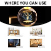 eumqestoer 3D Galaxy Crystal Ball Night Light | Dimmable Engraved LED Glass Ball Table Lamp with USB and Wooden Base for Home Decor, Office, Birthday Gift & Kids Bedroom (Dolphin)