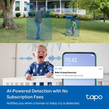 TP-Link Tapo C206 HybridCam 360 degree 1080p Pan/Tilt Security Camera | Indoor/Outdoor Surveillance with Alexa | Free Person/Baby Cry Detect & Motion Track | Color Night Vision, SD/Cloud Storage