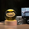 KMJSA |3D Galaxy Crystal Ball Night Lamp|Creative Engraved Night Light|USB Power LED Wooden Base Crystal for Home Decoration Birthday Gift for Teens|Boys, Girls(Warm White) (Saturn-1)