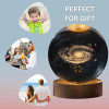 KMJSA |3D Galaxy Crystal Ball Night Lamp|Creative Engraved Night Light|USB Power LED Wooden Base Crystal for Home Decoration Birthday Gift for Teens|Boys, Girls(Warm White) (Saturn-1)