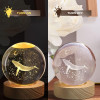 KMJSA |3D Galaxy Crystal Ball Night Lamp|Creative Engraved Night Light|USB Power LED Wooden Base Crystal for Home Decoration Birthday Gift for Teens|Boys, Girls(Warm White) (Saturn-1)