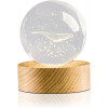 KMJSA |3D Galaxy Crystal Ball Night Lamp|Creative Engraved Night Light|USB Power LED Wooden Base Crystal for Home Decoration Birthday Gift for Teens|Boys, Girls(Warm White) (Saturn-1)
