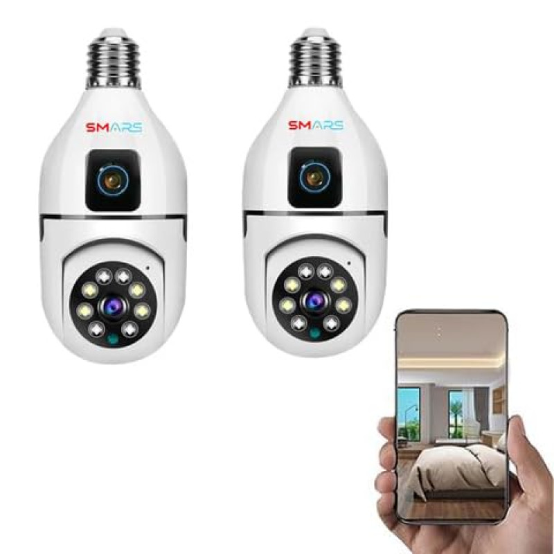Smars Dual Lens HD WiFi Bulb Holder Camera 5+5 MP Combo | Motion Alert