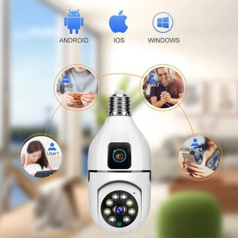 Smars Dual Lens HD WiFi Bulb Holder Camera 5+5 MP Combo | Motion Alert