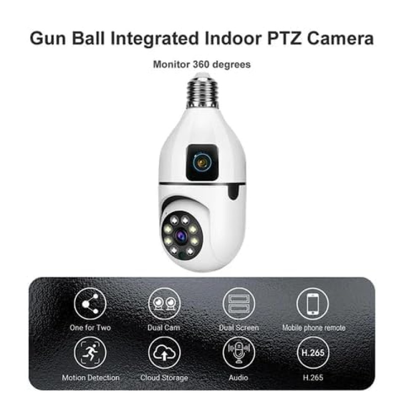 Smars Dual Lens HD WiFi Bulb Holder Camera 5+5 MP Combo | Motion Alert