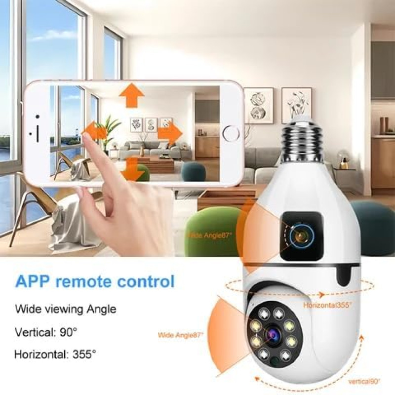 Smars Dual Lens HD WiFi Bulb Holder Camera 5+5 MP Combo | Motion Alert