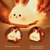Rabbit Night Lamp for Kids | Cute Silicone Big Face Bunny Light | 3 Brightness Modes, Rechargeable