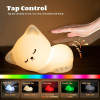 Baby Cat Night Light Lamp for Girls Bedroom | Tap Control Silicone LED | Color Changing, Dimmable, Rechargeable