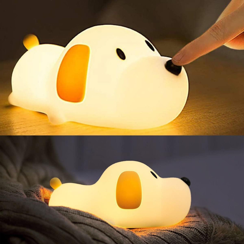 Silicone Puppy Night Lamp | LED Light for Kids | Rechargeable Color-Changing Touch-Control | Bedroom Decor Baby Gift