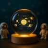Novo Baby 3D Crystal Lamp Crystal Ball Night Light for Baby with Wooden Base | LED USB Powered Ball | Solar Light Lamp | Birthday Gift for Friend, Home & Office Décor for Activity & Play Time (Solar)