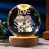 Novo Baby 3D Crystal Lamp Crystal Ball Night Light for Baby with Wooden Base | LED USB Powered Ball | Solar Light Lamp | Birthday Gift for Friend, Home & Office Décor for Activity & Play Time (Solar)