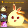 Rechargeable Rabbit Night Light for Kids | Color-Changing LED Silicone Bunny Lamp | Room Decor for Toddlers, Teens