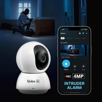 Qubo 2K Smart 360° 3MP Wi-Fi Security CCTV Camera | Indoor CCTV Cam for Home | AI Detection | Color Night Vision | SD&Cloud Storage (Pack of 2)