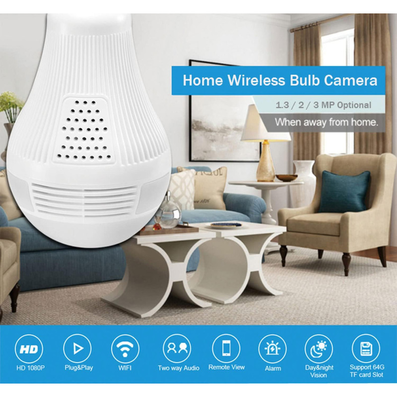 Securinnov 3MP WiFi LED Bulb Camera | Smart CCTV Wireless Cam
