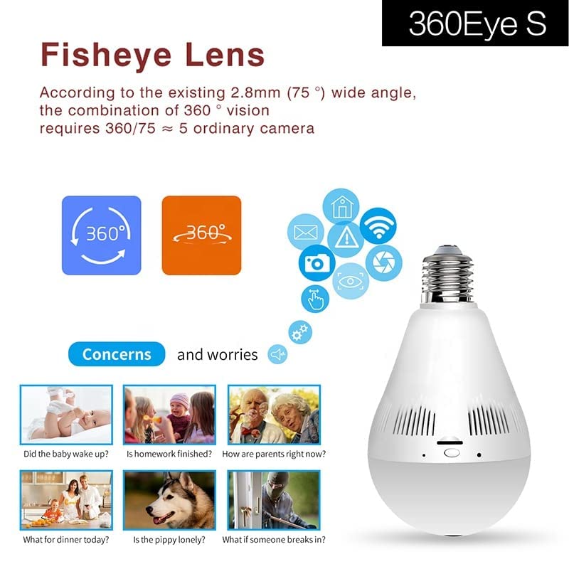 Securinnov 3MP WiFi LED Bulb Camera | Smart CCTV Wireless Cam