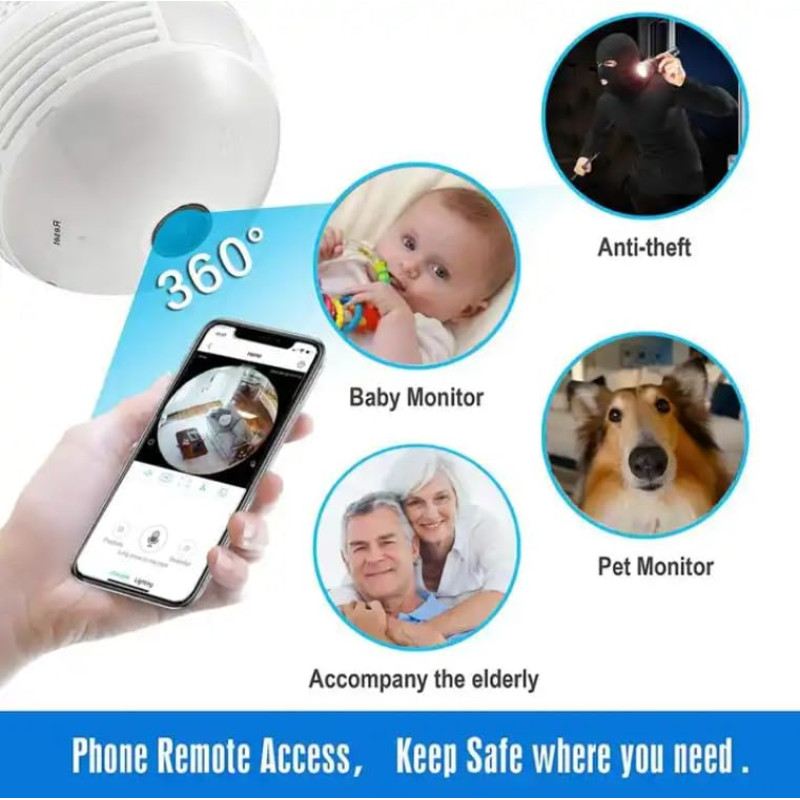 Securinnov 3MP WiFi LED Bulb Camera | Smart CCTV Wireless Cam