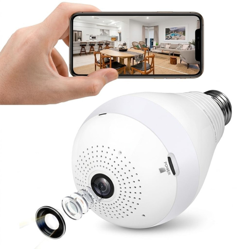 DDLC 4MP WiFi Light Bulb Indoor Camera for Home | 360 degree View | Smart LED Wireless Light Socket | Motion Detection & Mobile App V380 Pro