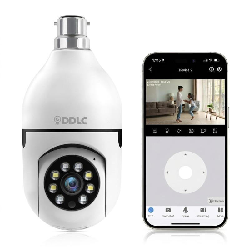 4MP/8MP Smart WiFi Light Bulb Camera | Dual Lens FHD | Night Vision