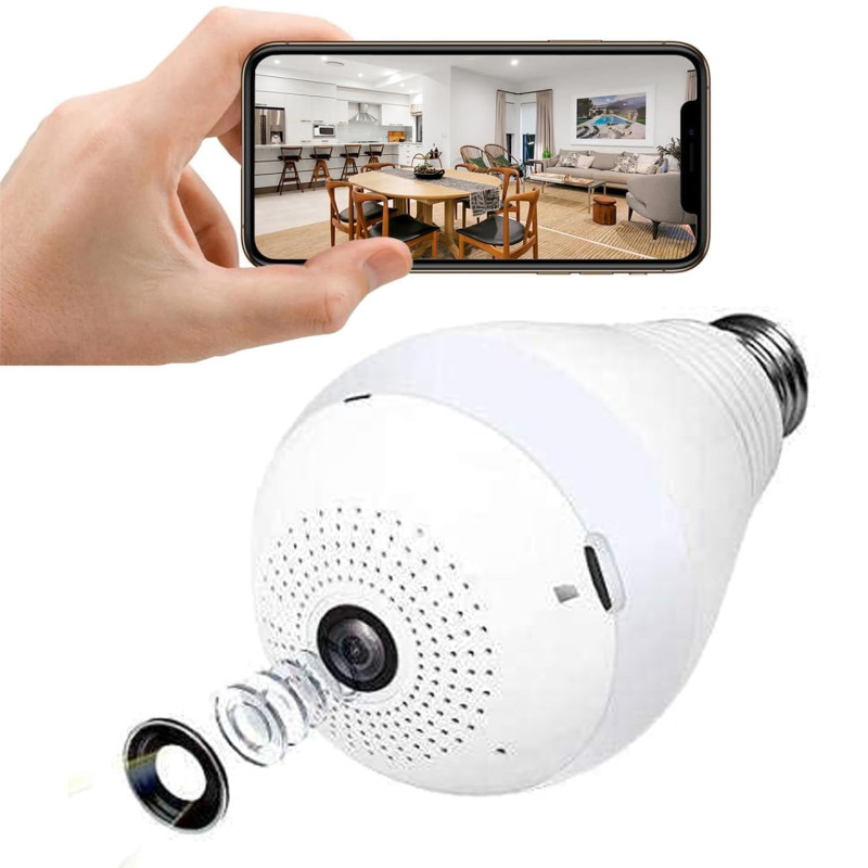 Guard Well 4Mp CCTV WiFi Bulb Camera | 360 degree Home Security | Color Night Vision | Motion Alert Two-Way Talk | Wireless Light Bulb Camera