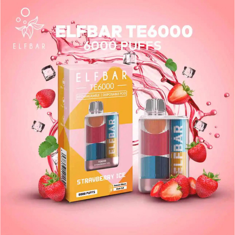 Elf Bar TE6000 Disposable Vape Nic 5Mg | 6000 Puffs E Cigarette | 15Ml 5% Rechargeable Vaporiser