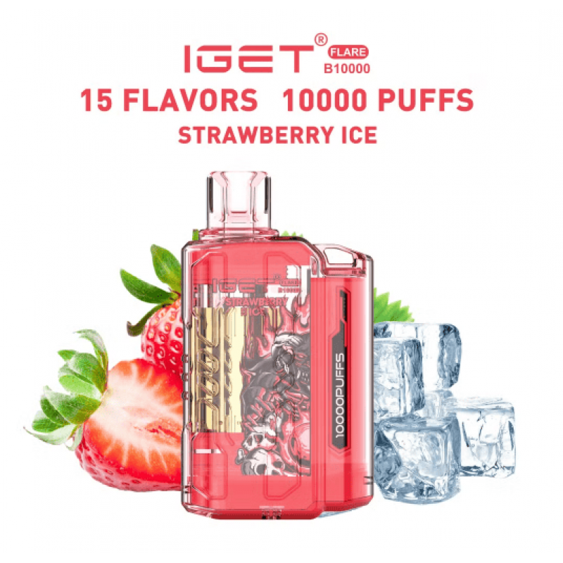 IGet Flare B10000 Disposable Vape | 10000Puff Strawberry ice | 5% Nic | E-Cigarette
