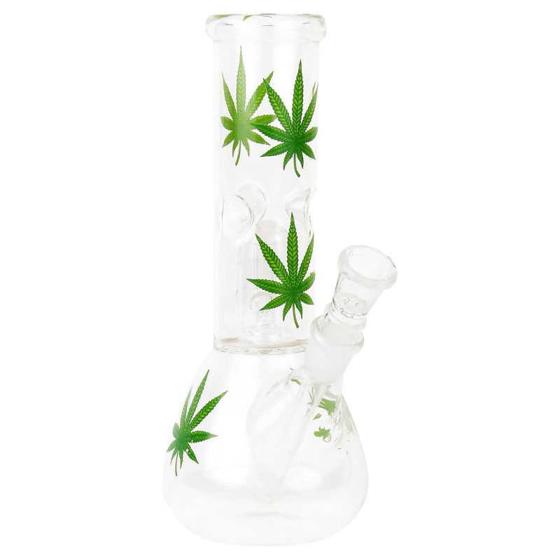 Glass Percolator Ice Bong 8.2 Inch Multi Leaf Design