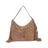 Antin Suede Leather Fringe Hobo & Shoulder Bag - Brown Tan